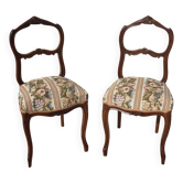 2 Chaises anciennes style Louis XV en noyer