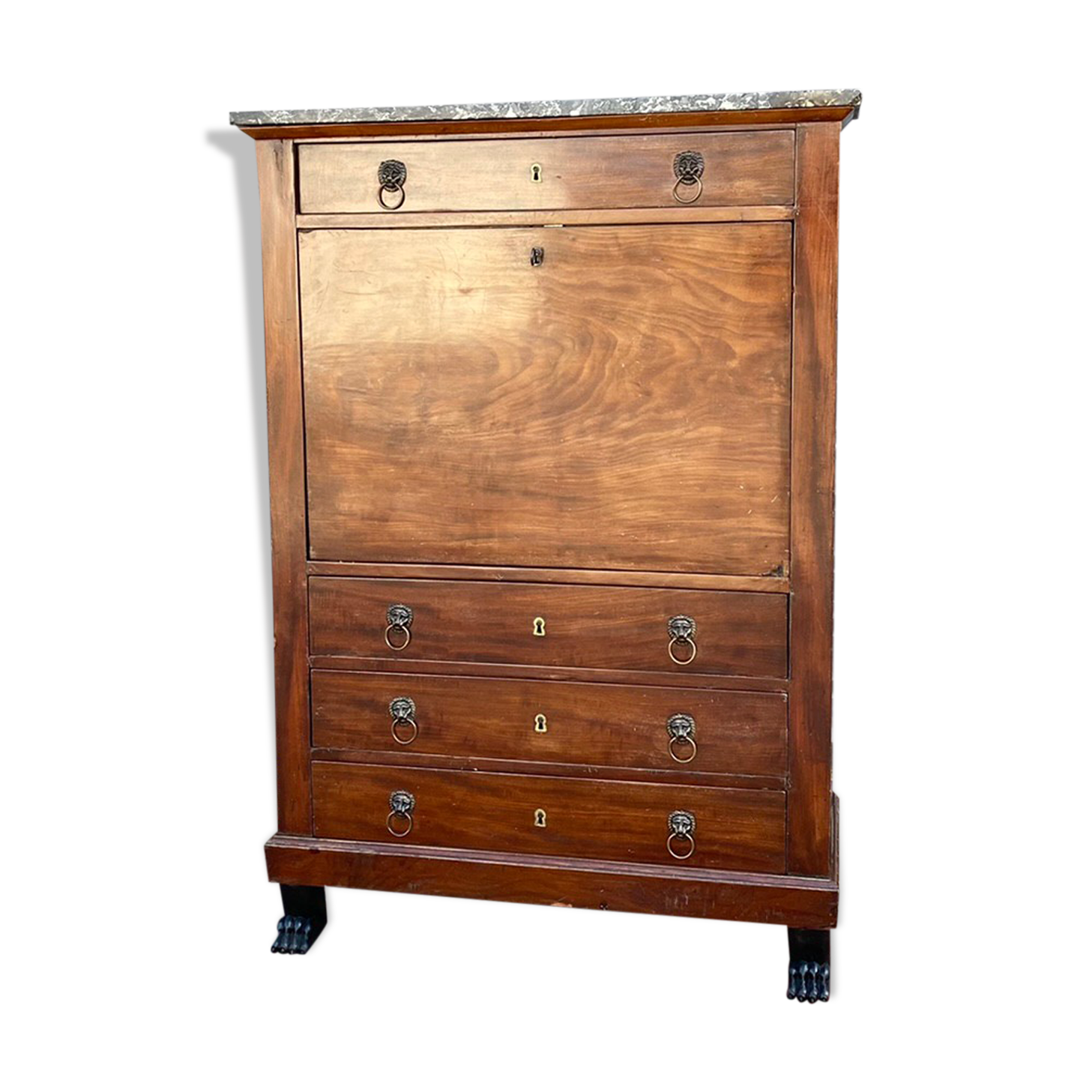 Secretary to abattant in mahogany period consulate xix eme century