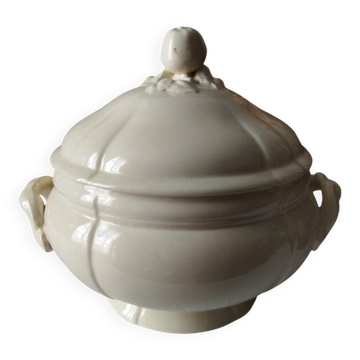Ancienne soupière en faïence terre de fer Sarreguemines Digoin service « Ivoire ».