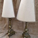 Pair of brass lamps xixème