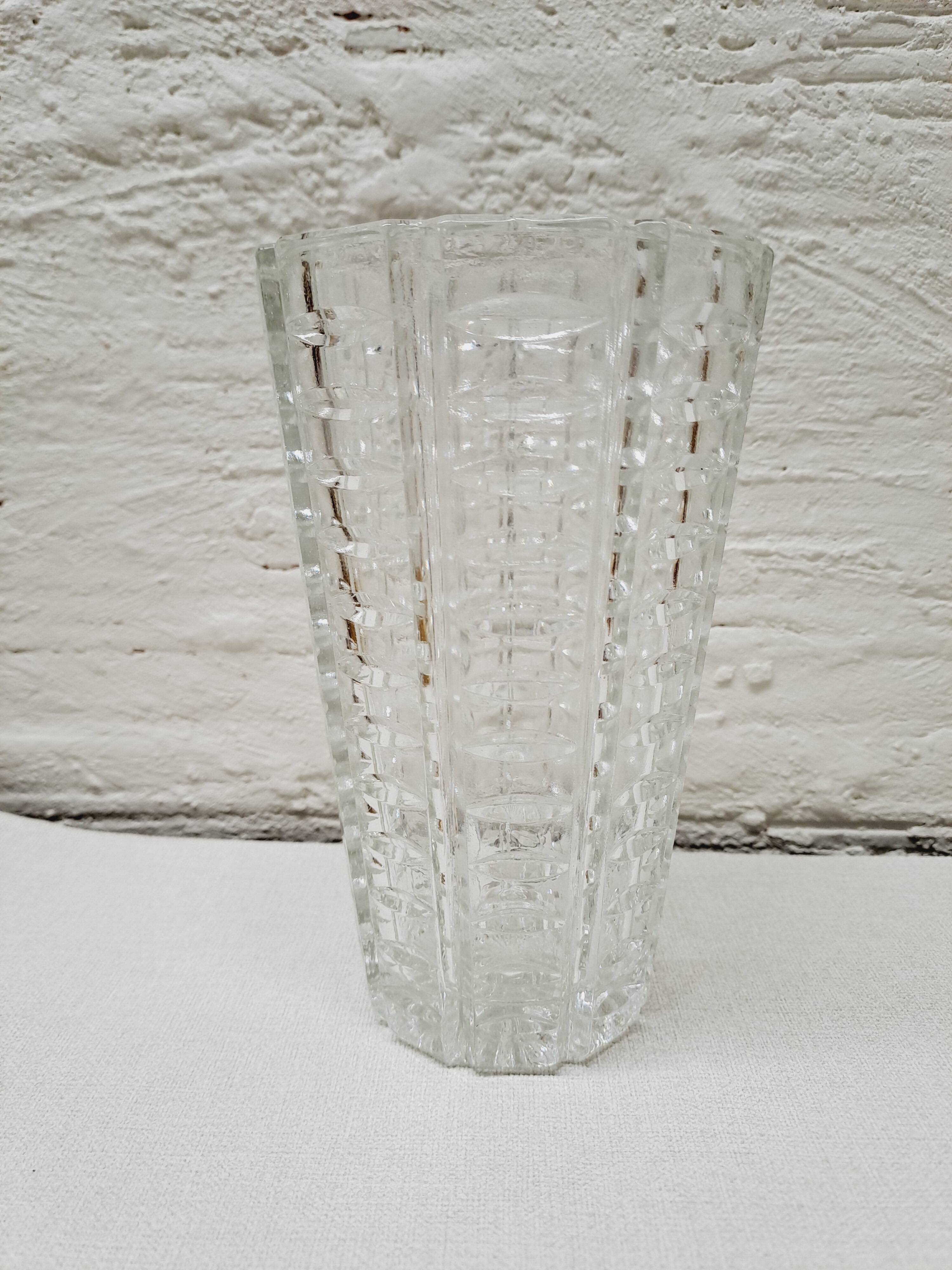 Chiseled glass vase 1960s