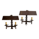 Pair of mid century Brutalist patinated iron wall lights, 1950s-60s
