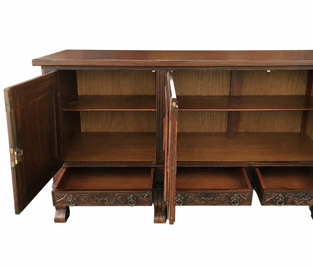 Ltee laval - long buffet de 2,5 m en bois massif sculpté - très bon état
