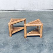 Handcrafted Bamboo Corner Table Set, 1970s, Set of 2