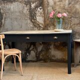 Farm table black charcoal & wood raw