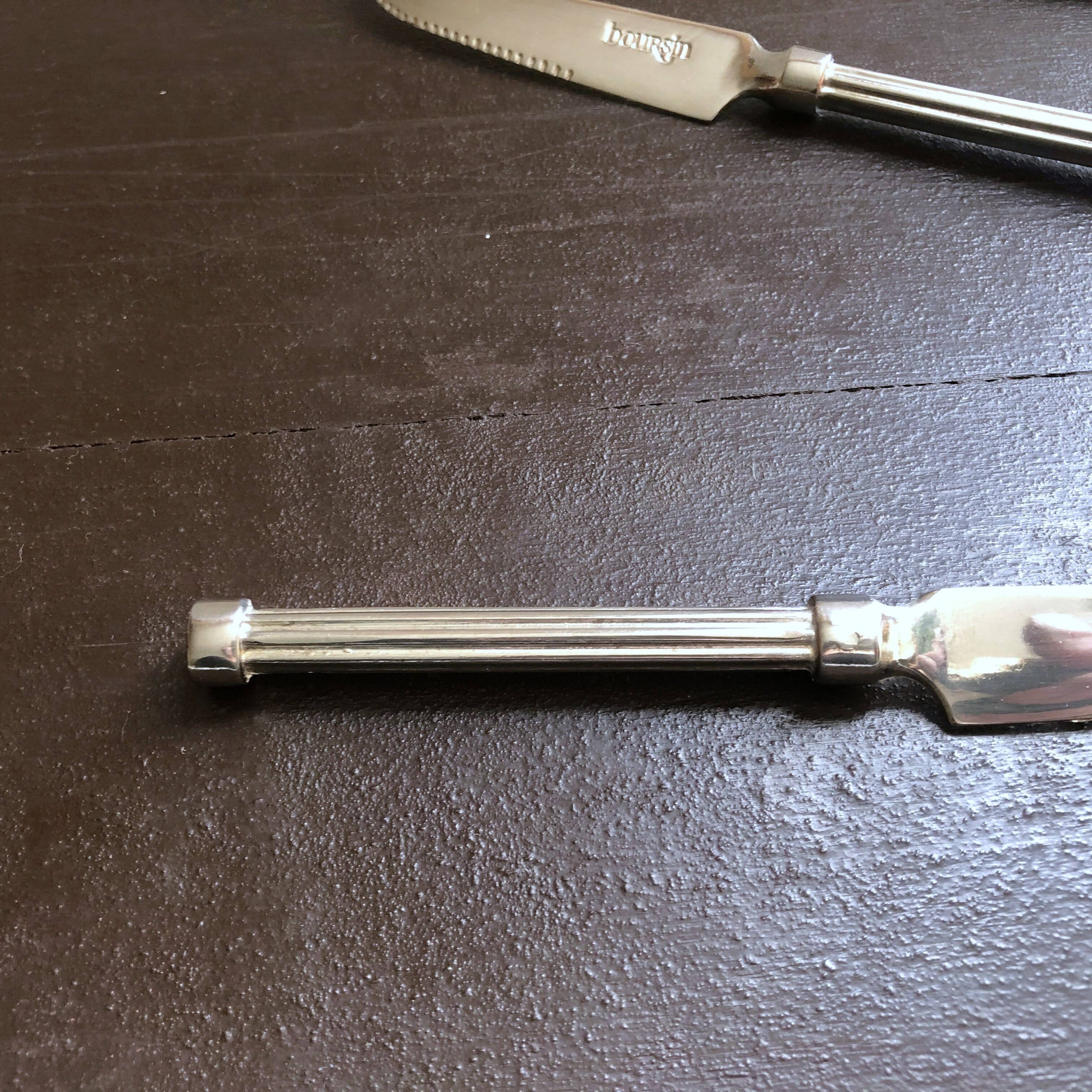 Lot de 3 petits couteaux à fromage métal argenté