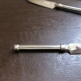 Set of 3 small silver metal cheese knives