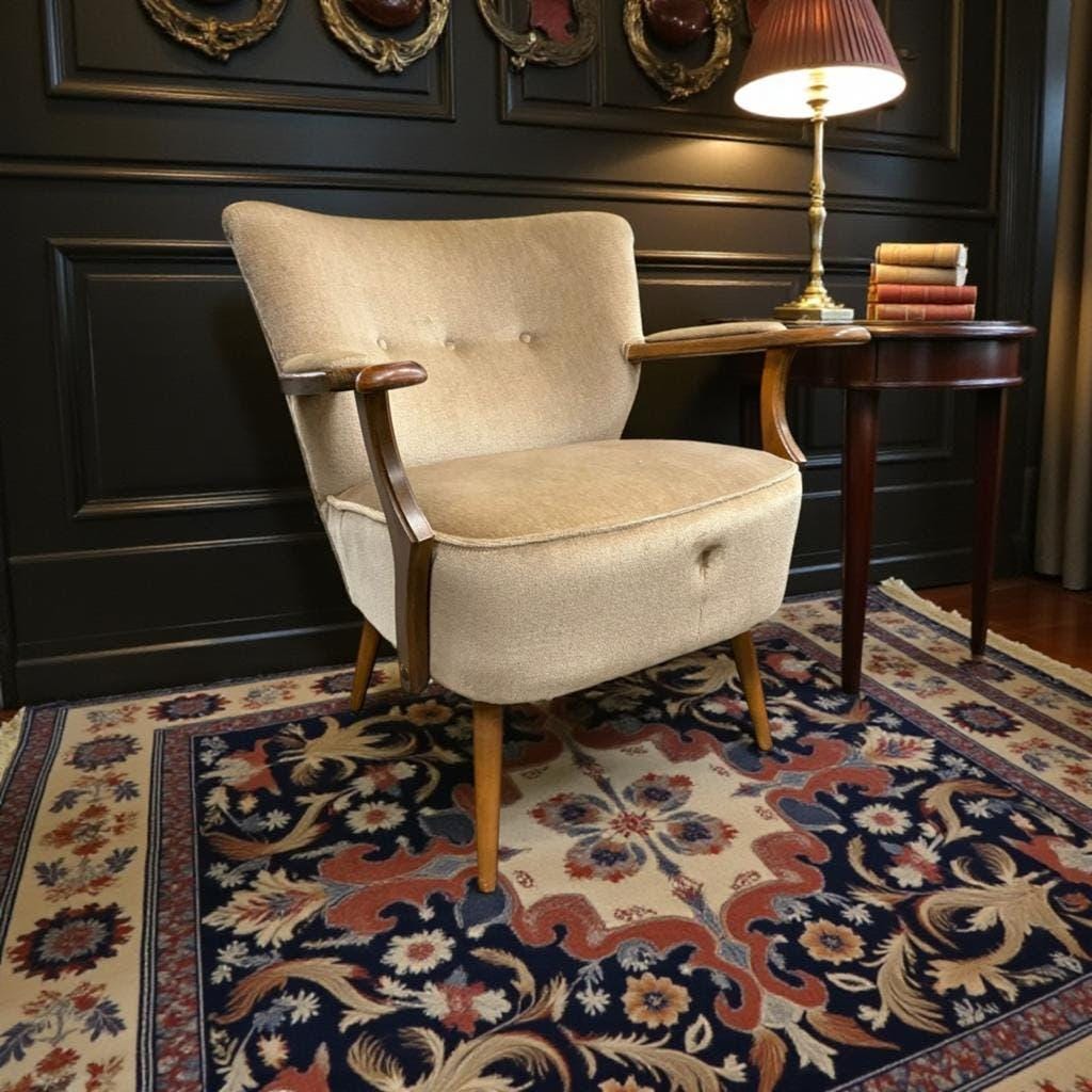 Vintage beige cocktail armchair / armchair / single armchair with armrests