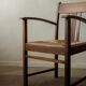 Dutch Art Deco Oak and Rush Armchair, Amsterdam School, 1920s