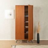 Purist wardrobe from the 1960s, teak veneer, Bauhaus design