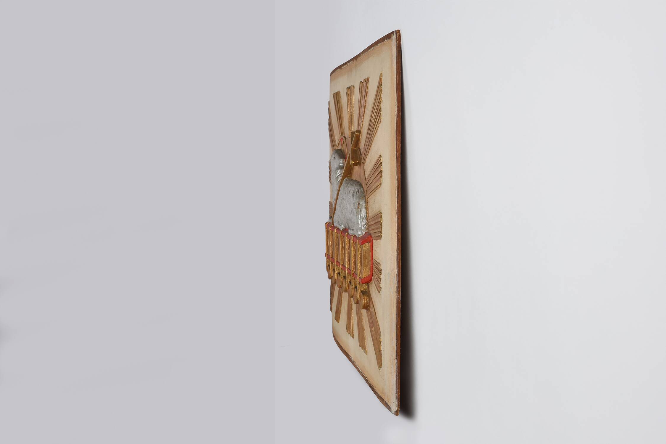 19th Century Religious Carved Wooden Agnus Dei Panel, France