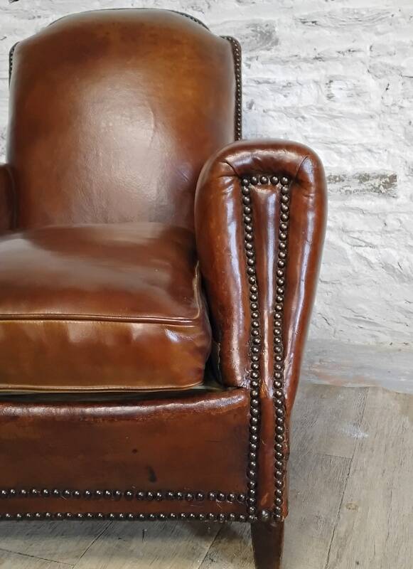 Studded club armchair