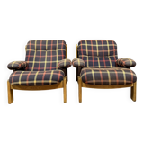 Pair of vintage Scandinavian armchairs in solid elm circa 1970