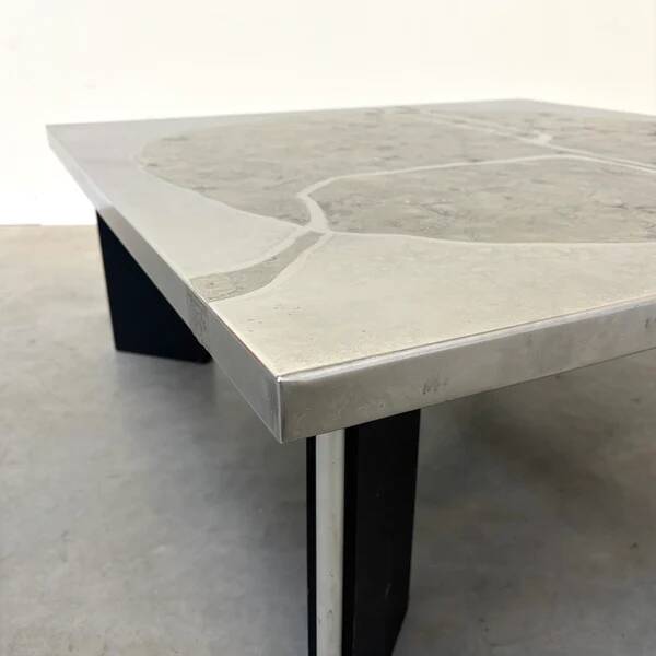 Heinz Lilienthal etched stainless steel coffee table, 1970s