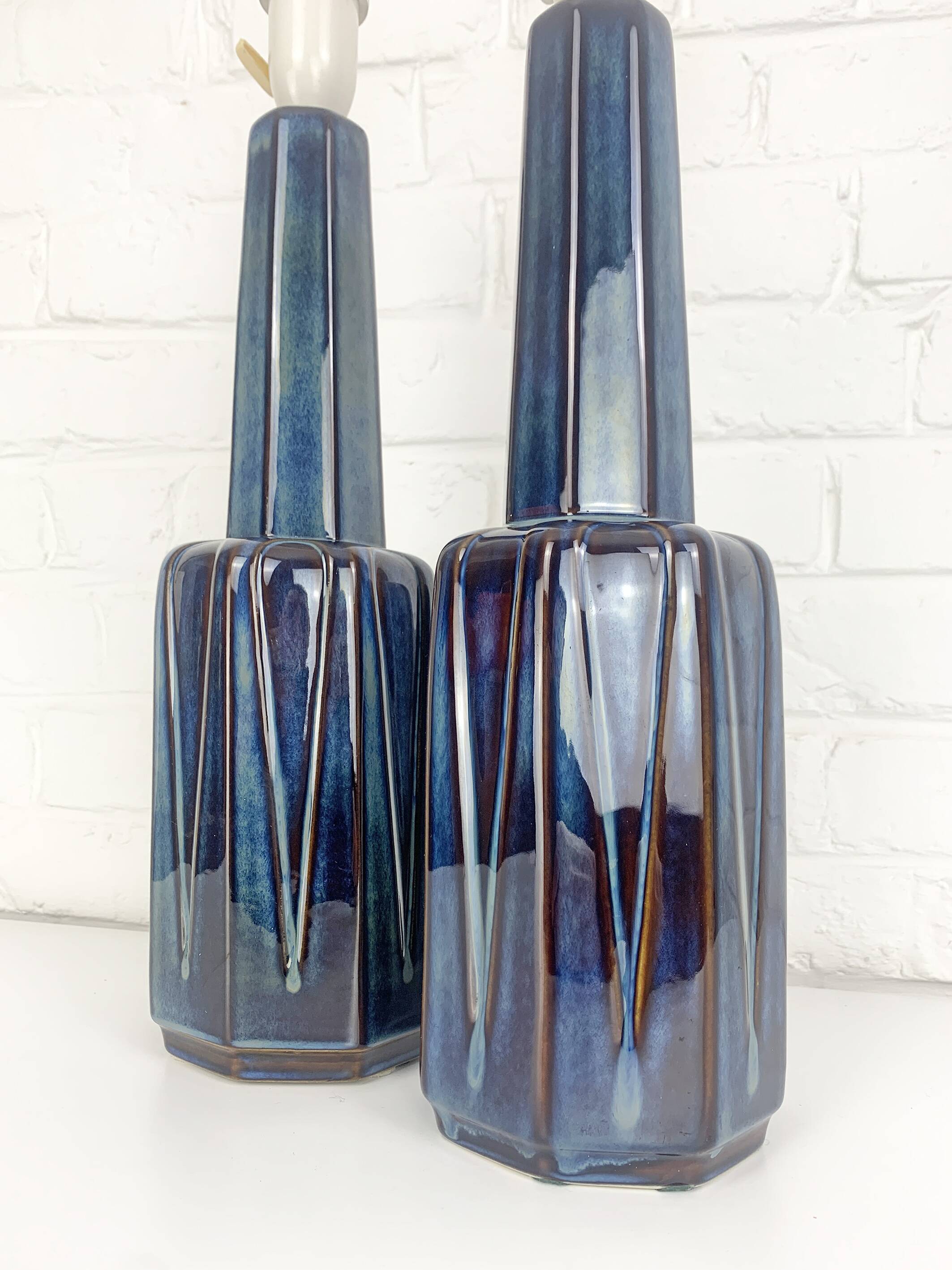 Pair of Einar Johansen ceramic table lamps, Soholm, Denmark, 1960s