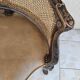 Louis xv office armchair, carved, cane, leather trimmed