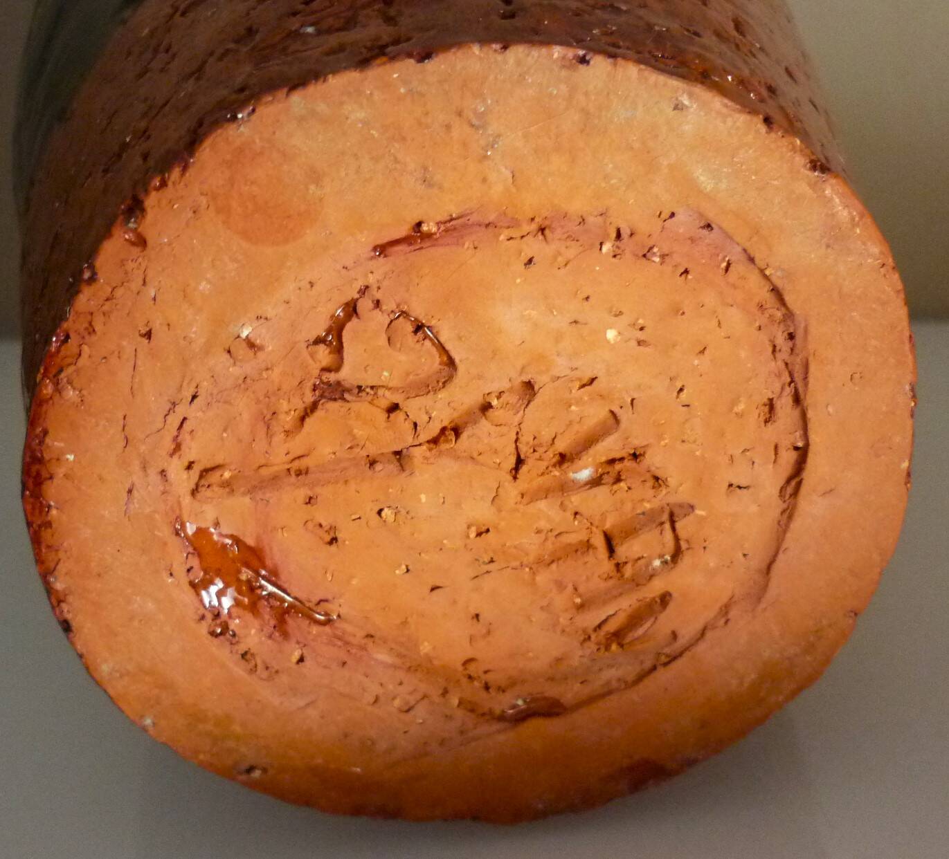 Ceramic vase, chamotte terracotta, enamelled, signature to be identified, vintage