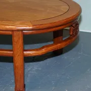 Vintage Oriental Low Table in Carved Brown Teak, China