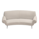 Sofa courbé à six pieds en boucle blanche de Gigi Radice pour Minotti, milieu du siècle.