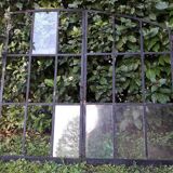 Industrial arched metal window L128xH114 19th century glass roof 2 leaves