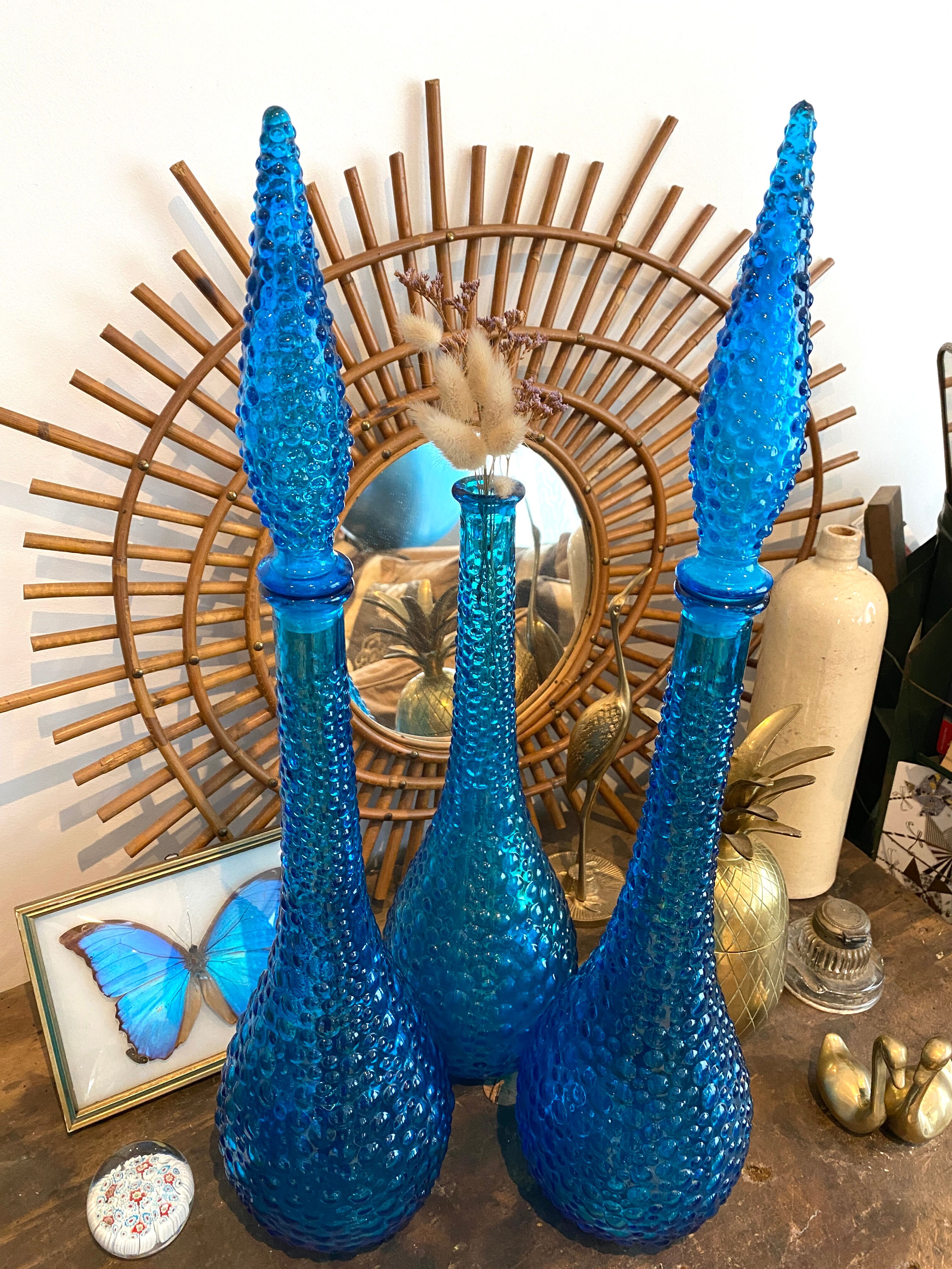 Turquoise blue Empoli decanter