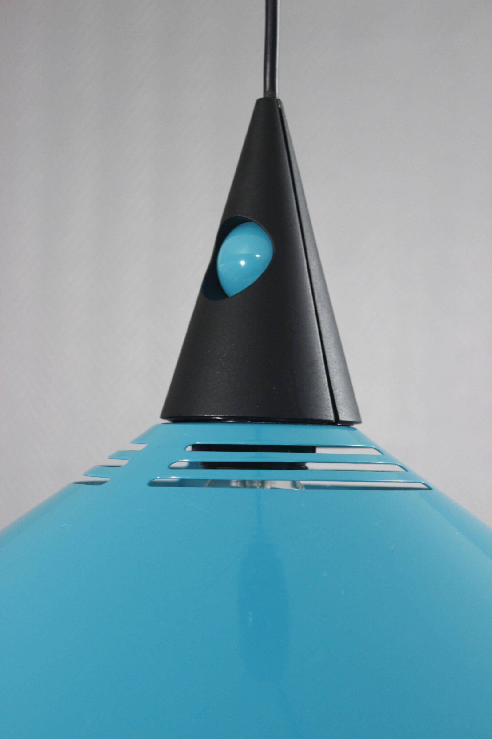 Post-modern suspension lamp Memphis metal & plastic design Brilliant 1980s