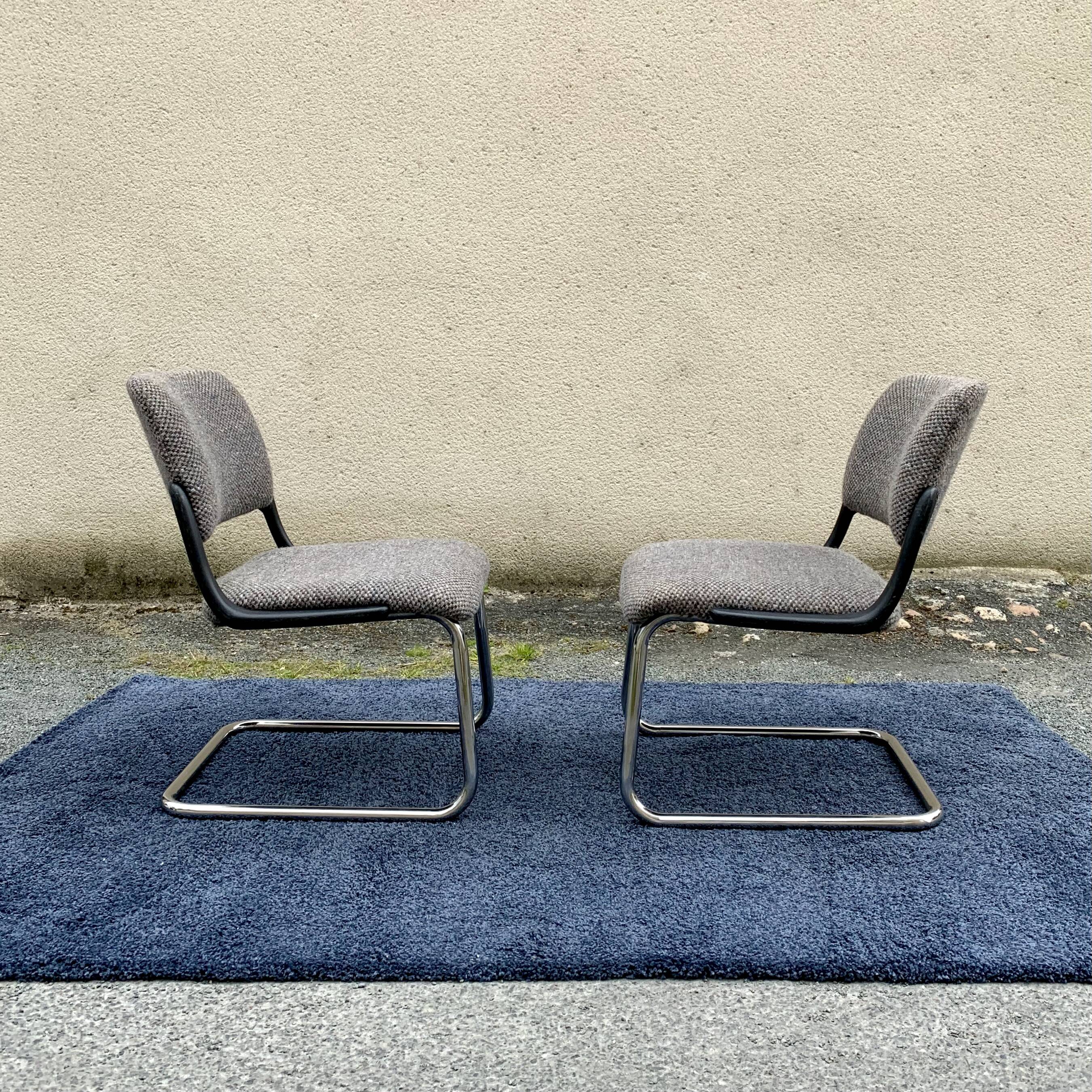 Pair of Eurosit tweed grey lounge chairs 1970