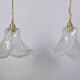 Pair of granite glass and brass pendant lights – poetic elegance