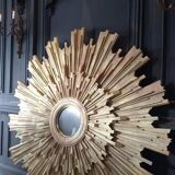 Monumental sun mirror in gilded oak 160 cm