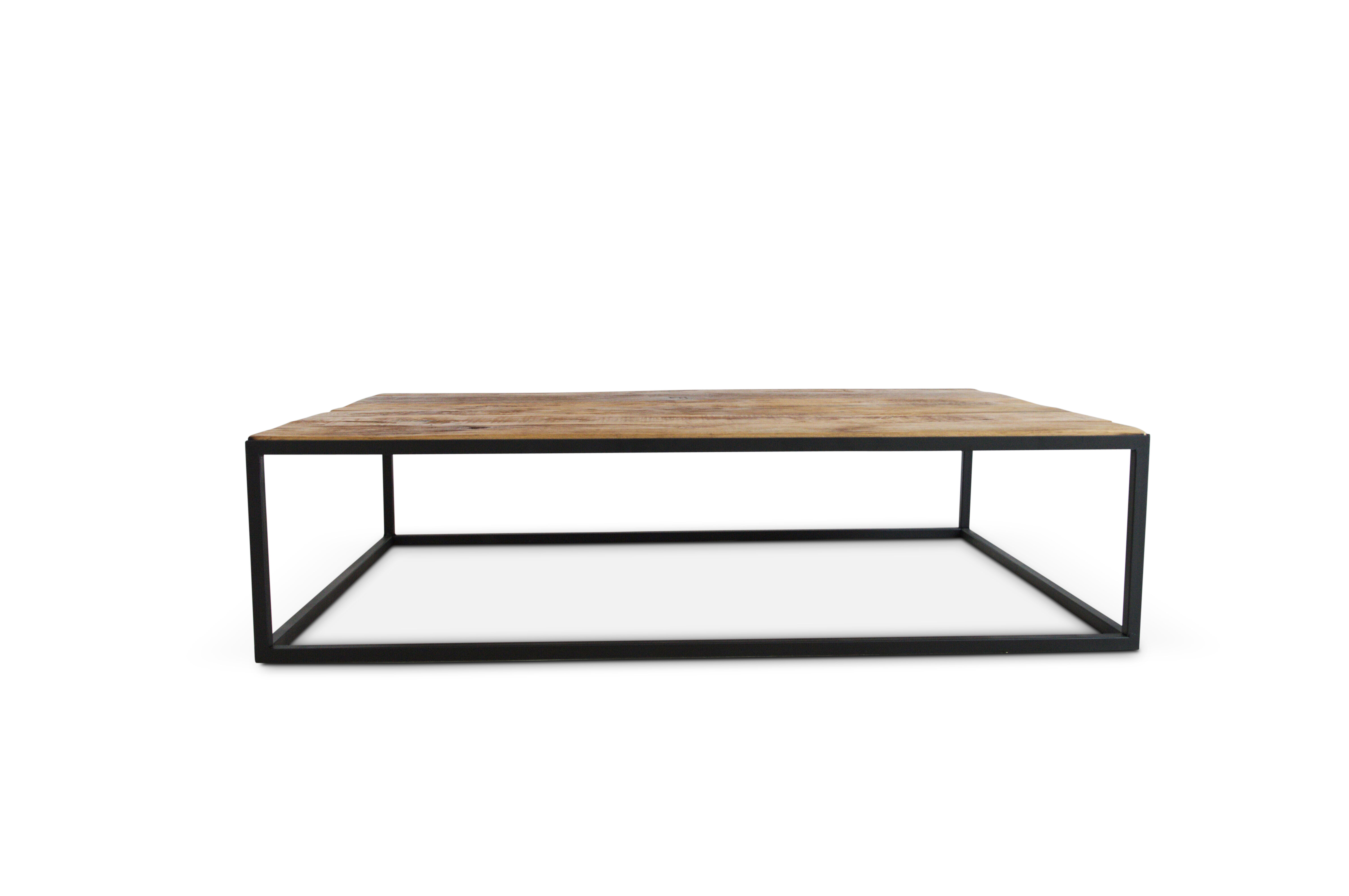Coffee table in antique oak and iron