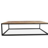 Coffee table in antique oak and iron
