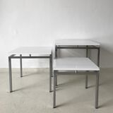 Modern white nesting tables from the 1960s
