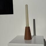 Conical circular candle holder in solid teak H10 D6