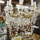 8-bulb string chandelier with crystal drops