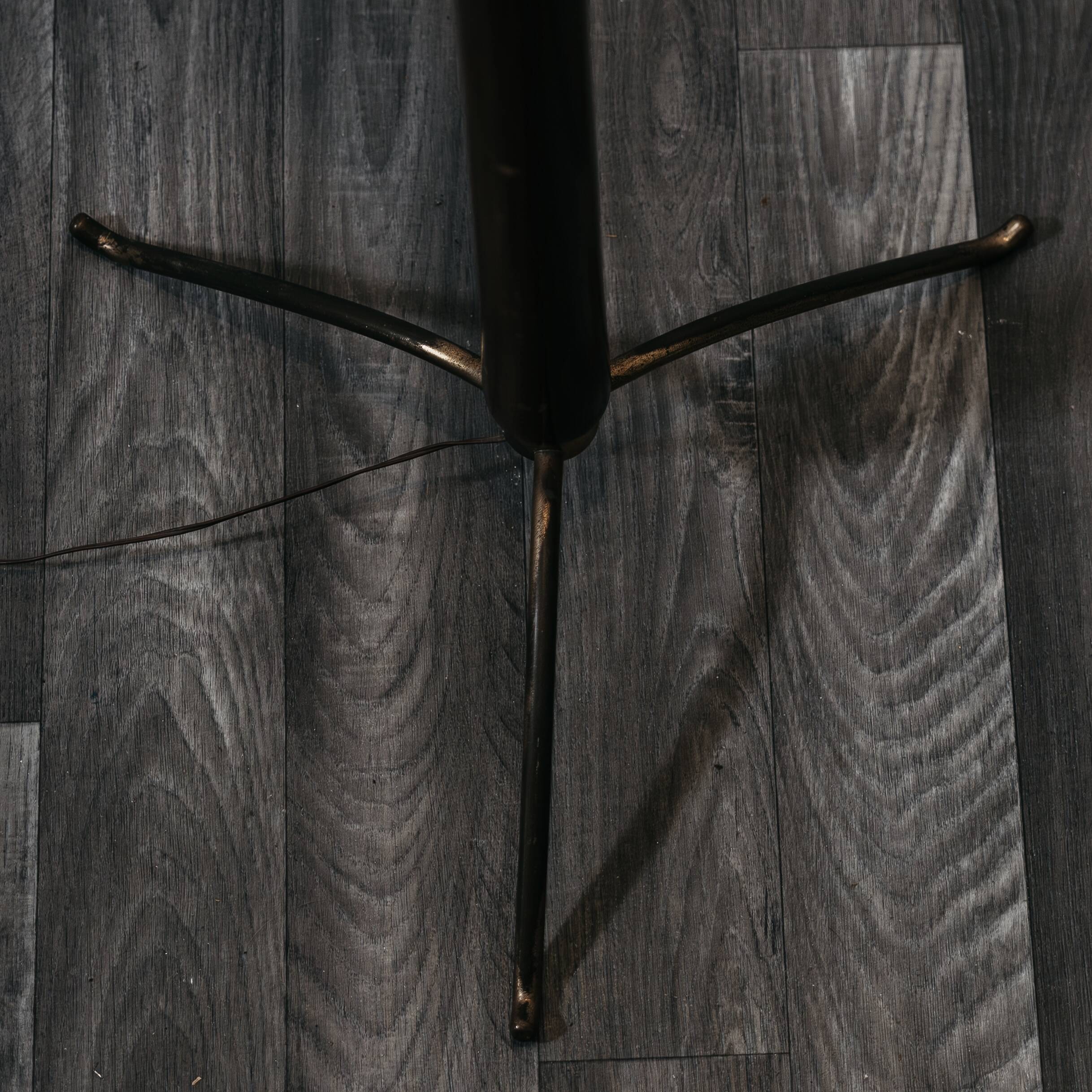 Tripod floor lamp 1950s wooden base