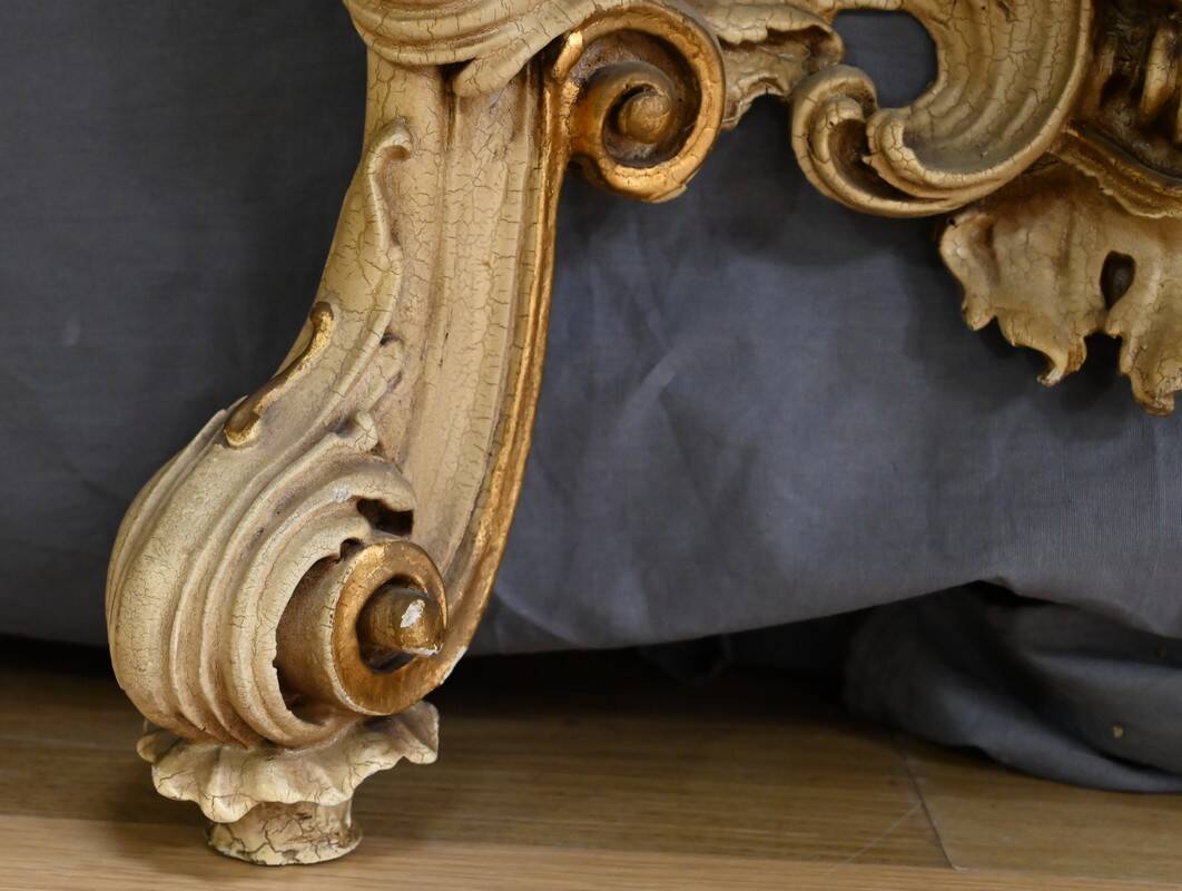 Painted Wooden Console-Mirror Set – 20th Century