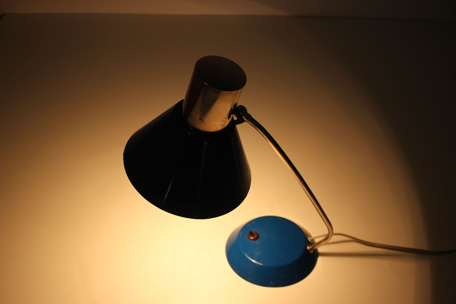 1950s vintage blue table lamp Czechoslovakia