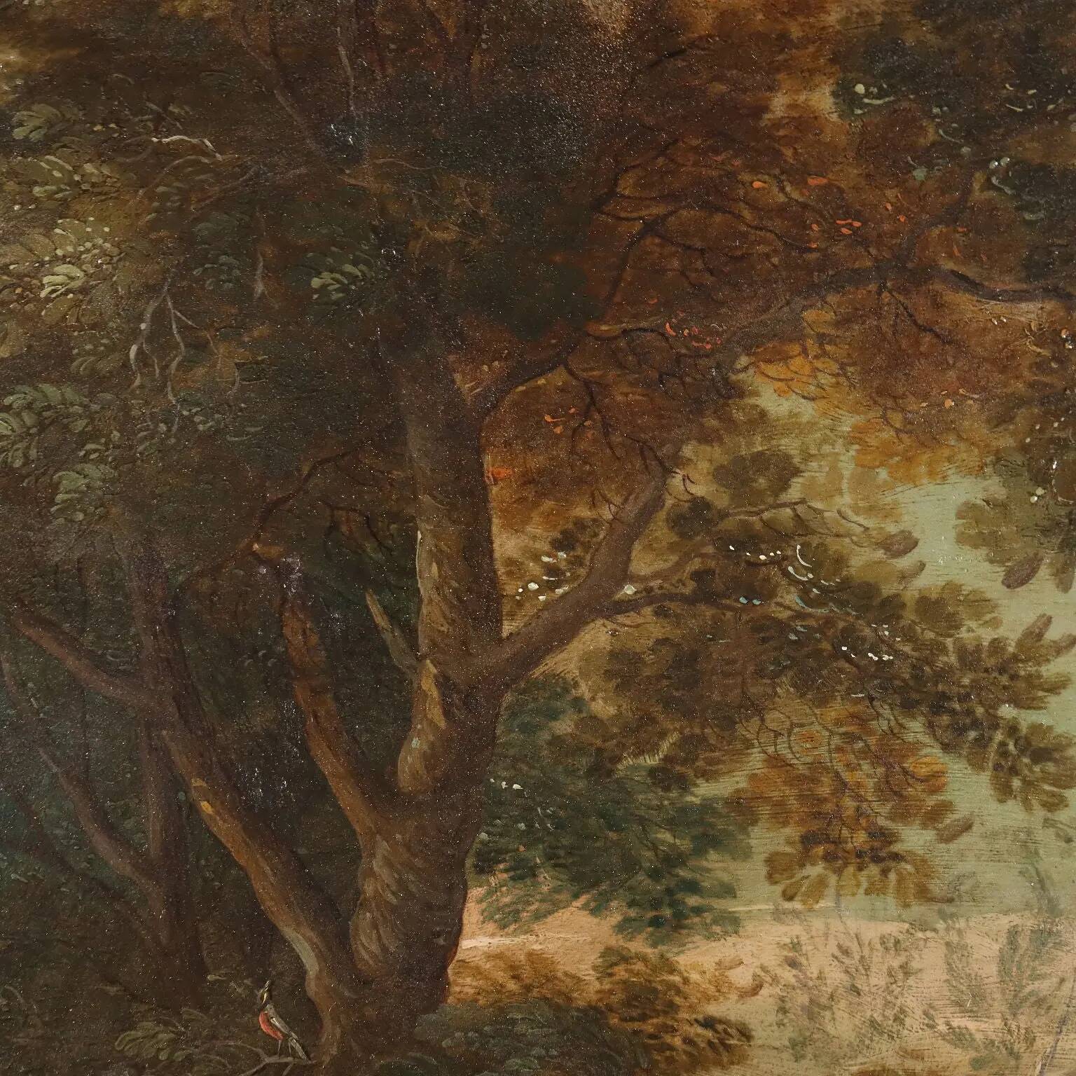 Peinture ancienne scène de guérison '600, huile sur cuivre