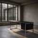 Vintage Mid-Century Danish Modern Minimalist Black Oak Desk with Chrome Base