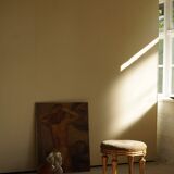 Antique round Gustavian stool, Swedish cabinetmaker, late 18th century.