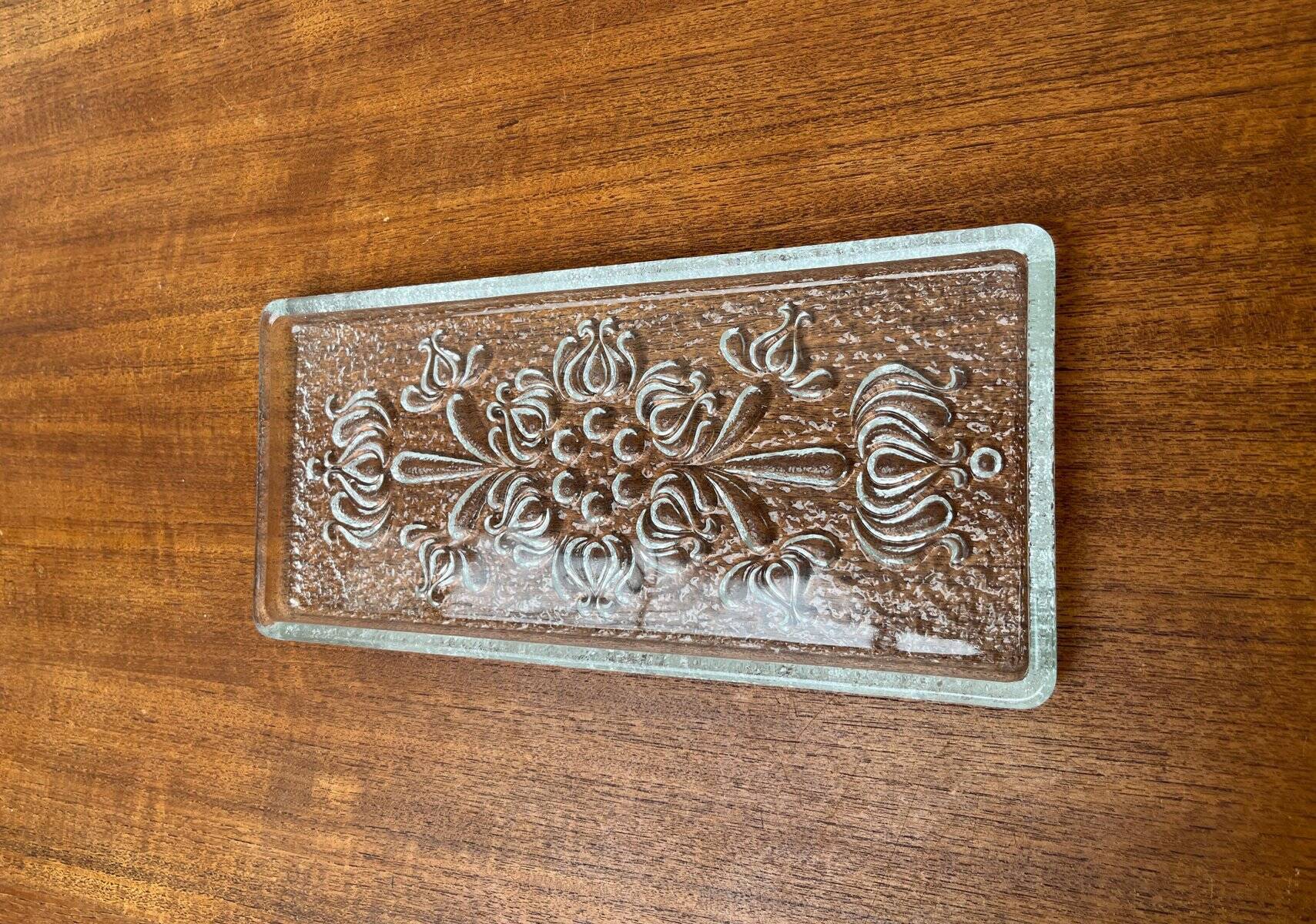 Vintage German floral glass cake plate by Walther Glas, 1970s.