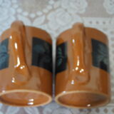 2 glazed terracotta mugs