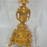 Paire de candélabres anciens en régule doré – style Louis XV – 41 cm