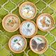Bamboo butterfly tray and 6 vintage coasters