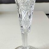 Tulip-shaped single-flower vase. Bohemian crystal. Stars/crosses, 21 cm