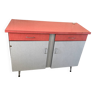 Vintage red and gray Formica sideboard