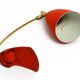 Rare Cosack Mid Century table lamp with red fine wrinkle finish and brass n