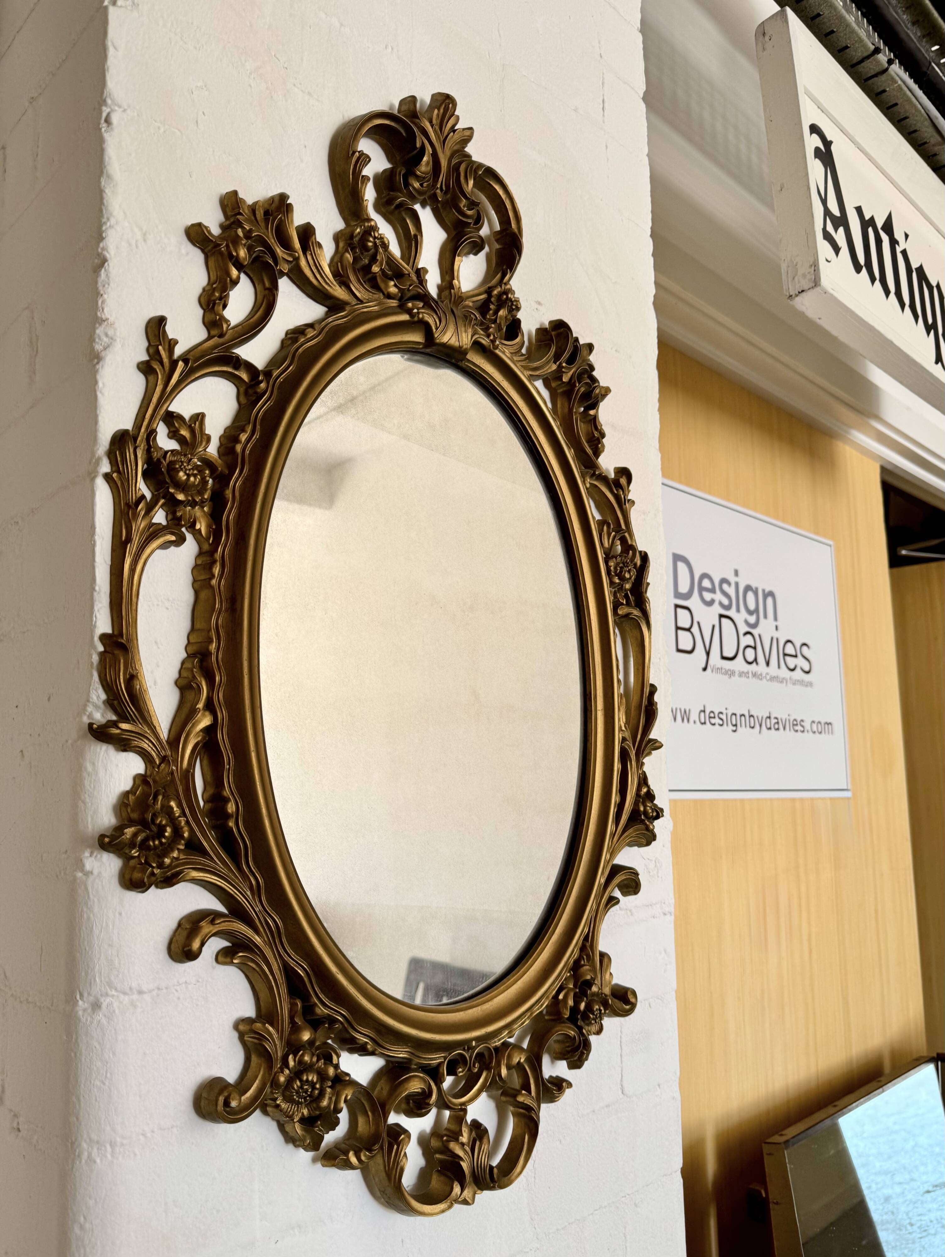 Baroque Style Oval Gold Mirror by Roberta Wood