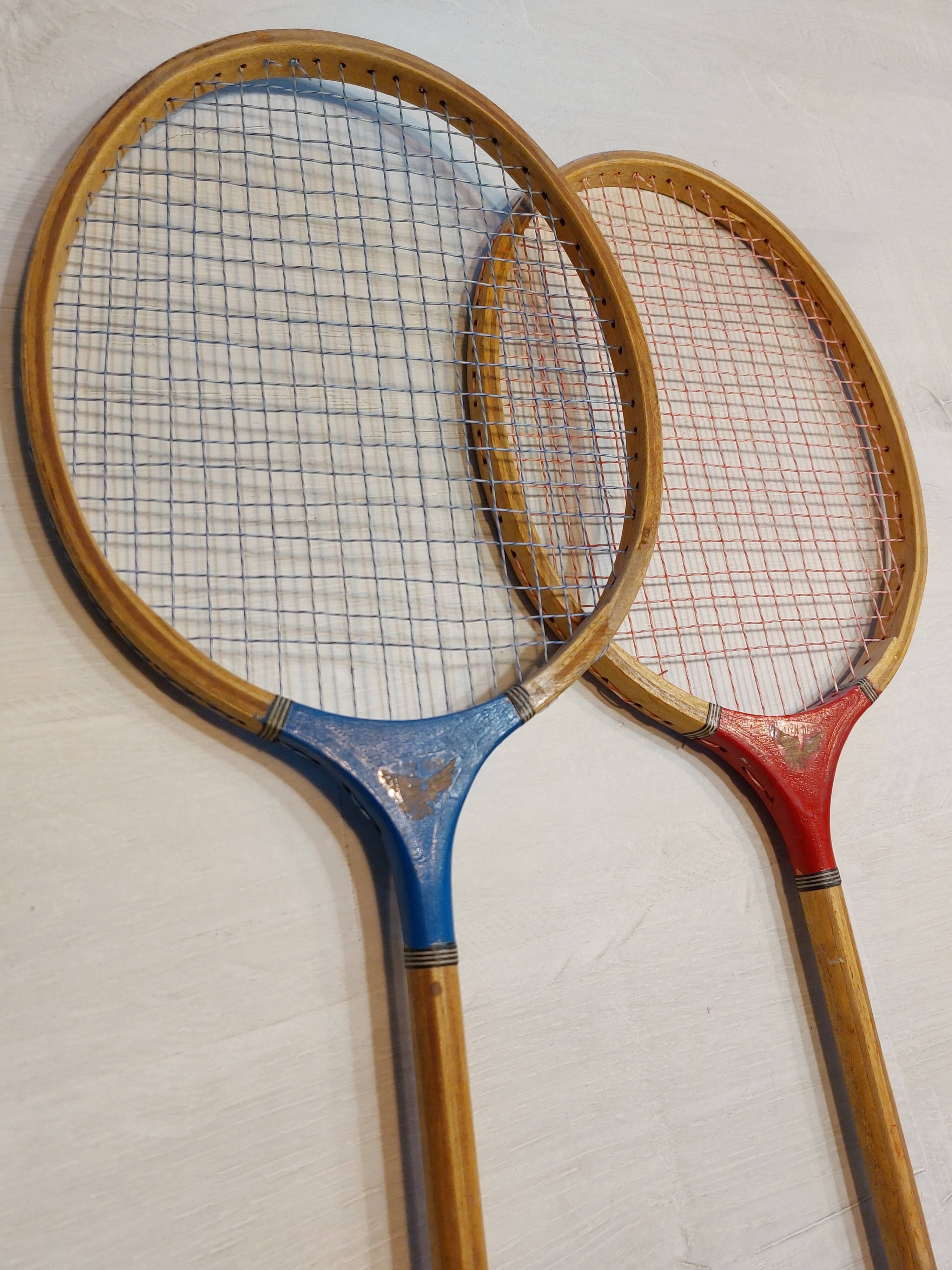 Vintage wooden badminton rackets