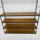 60s wall-mounted string shelf, wood and metal